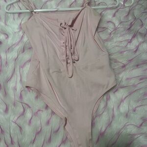 Elegant Pink Lace-Up Tank Top